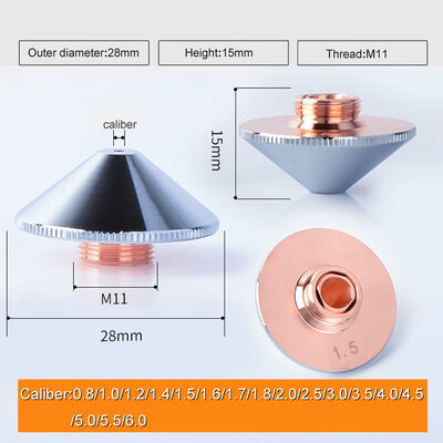 গুণ  DM28 M11 1.2mm Copper Laser Nozzle For Fiber Laser Cutting Machine কারখানা