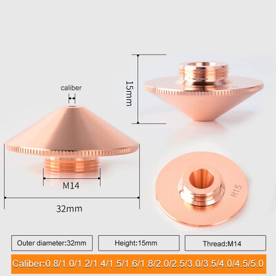 গুণমান  D32 H15 Laser Cutting Nozzle 2.0mm for Precision Cutting and Long Service Life কারখানা